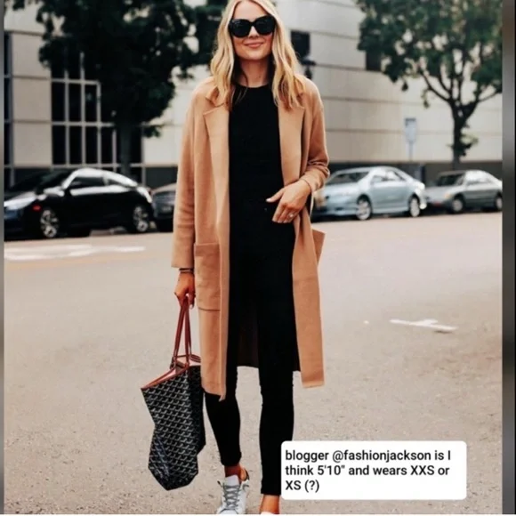 NWT J Crew Ella Open Front Long Sweater Blazer Coat XL in Dark Camel Tan AD753 - Picture 5 of 15